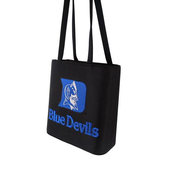 Duke University Blue Devils Embroidered Black Satin Tote 8" Box Purse Sandol Bag - Picture 2 of 7